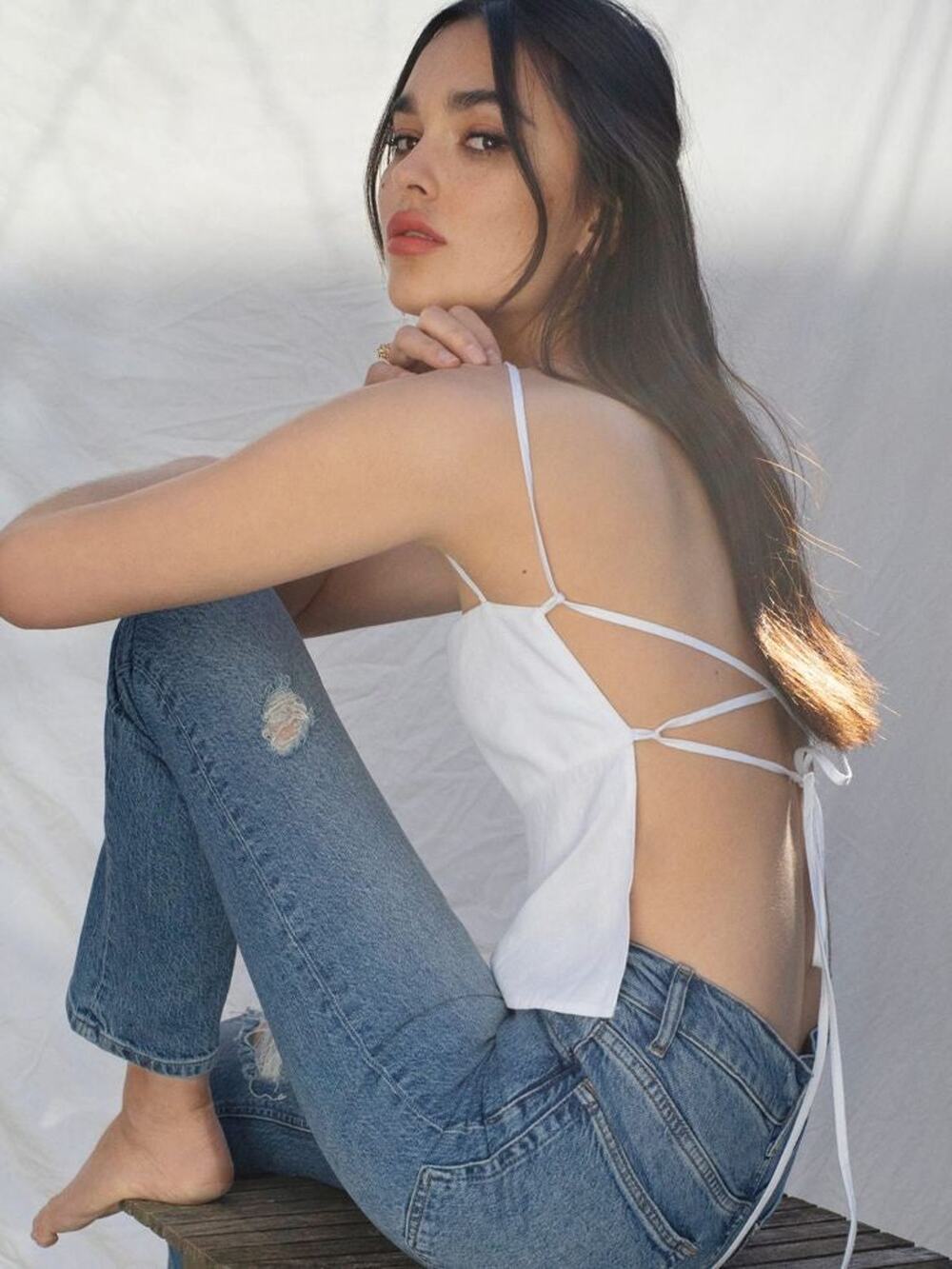 Reformation Cash Open Tie Back Linen Apron Top - XS White